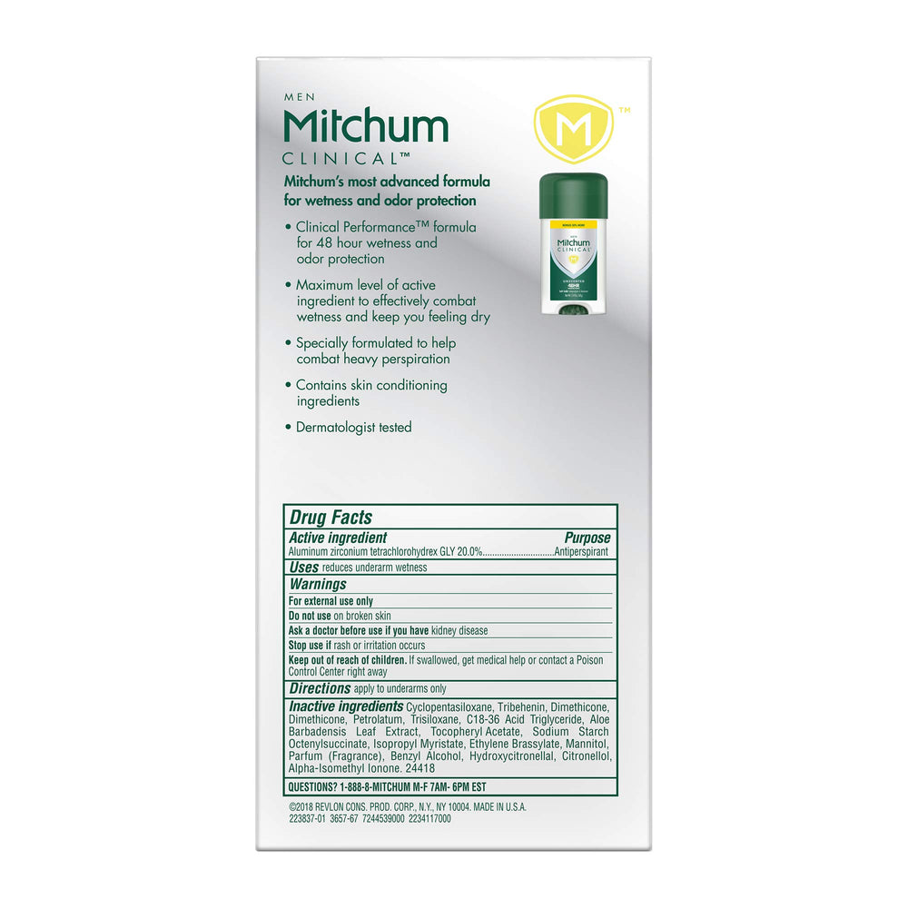 Mitchum Clinical being applied to underarm in hand demonstrating easy targeted protection