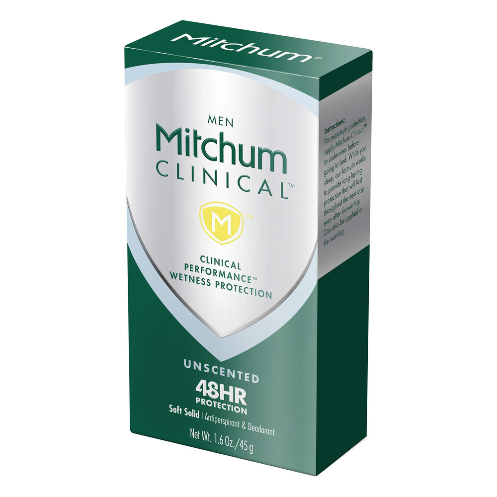 Mitchum Clinical ingredients label detail highlighting active antiperspirant benefits
