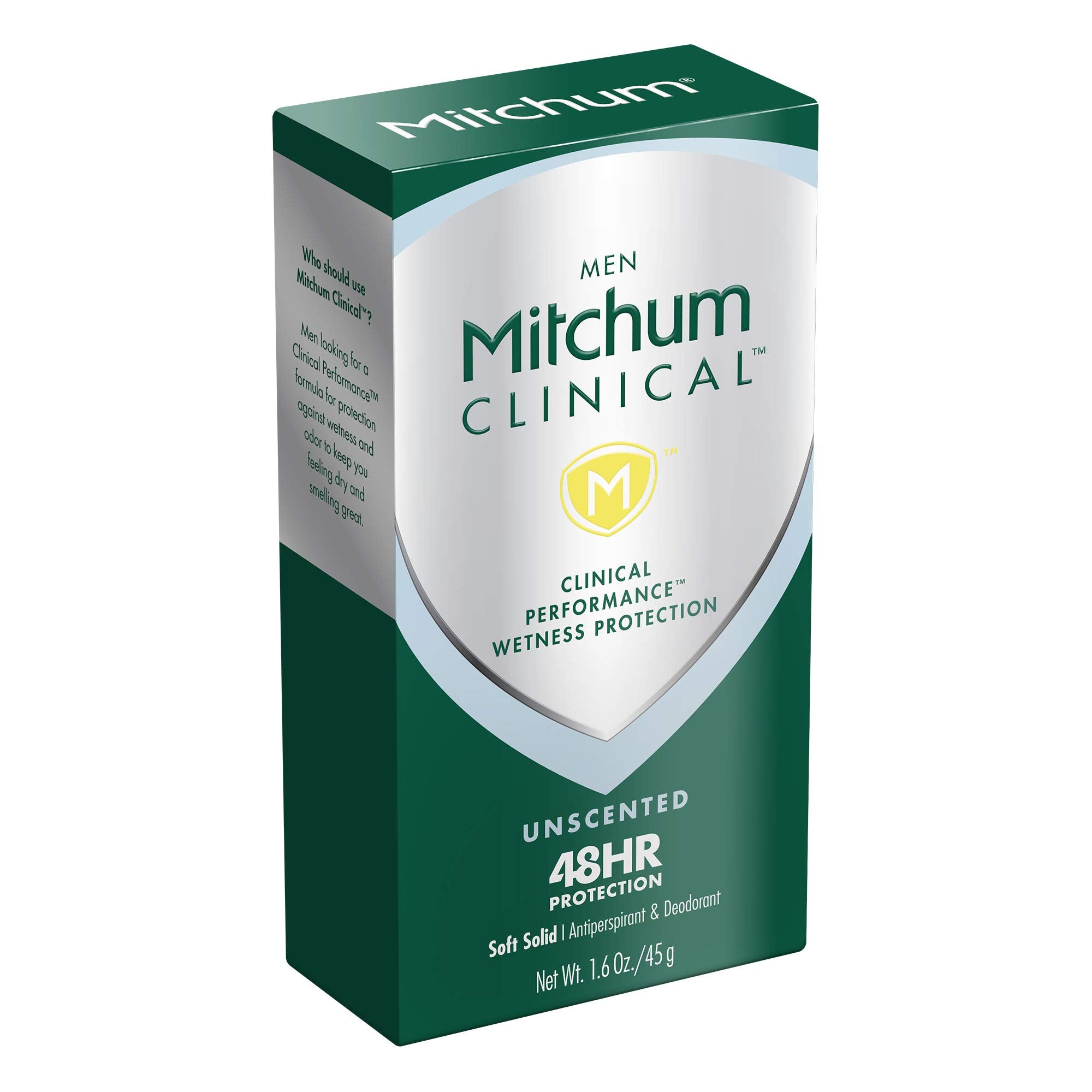 Mitchum Clinical beside keys and phone showing 1.6 oz travel-friendly portability