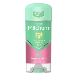 Mitchum Power Gel front packaging shows four 3.4 oz sticks and value pack benefit