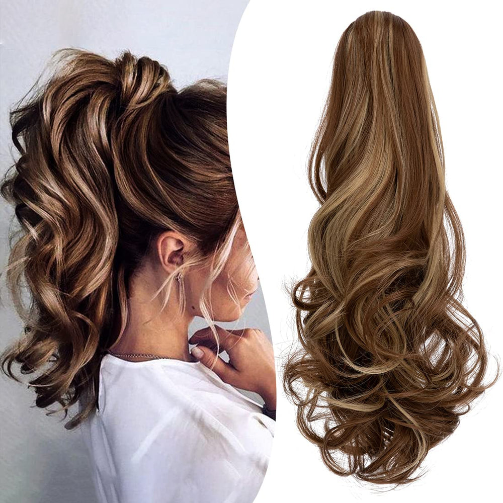 Mitrygreen front view of ash blonde mix ponytail showing natural volume