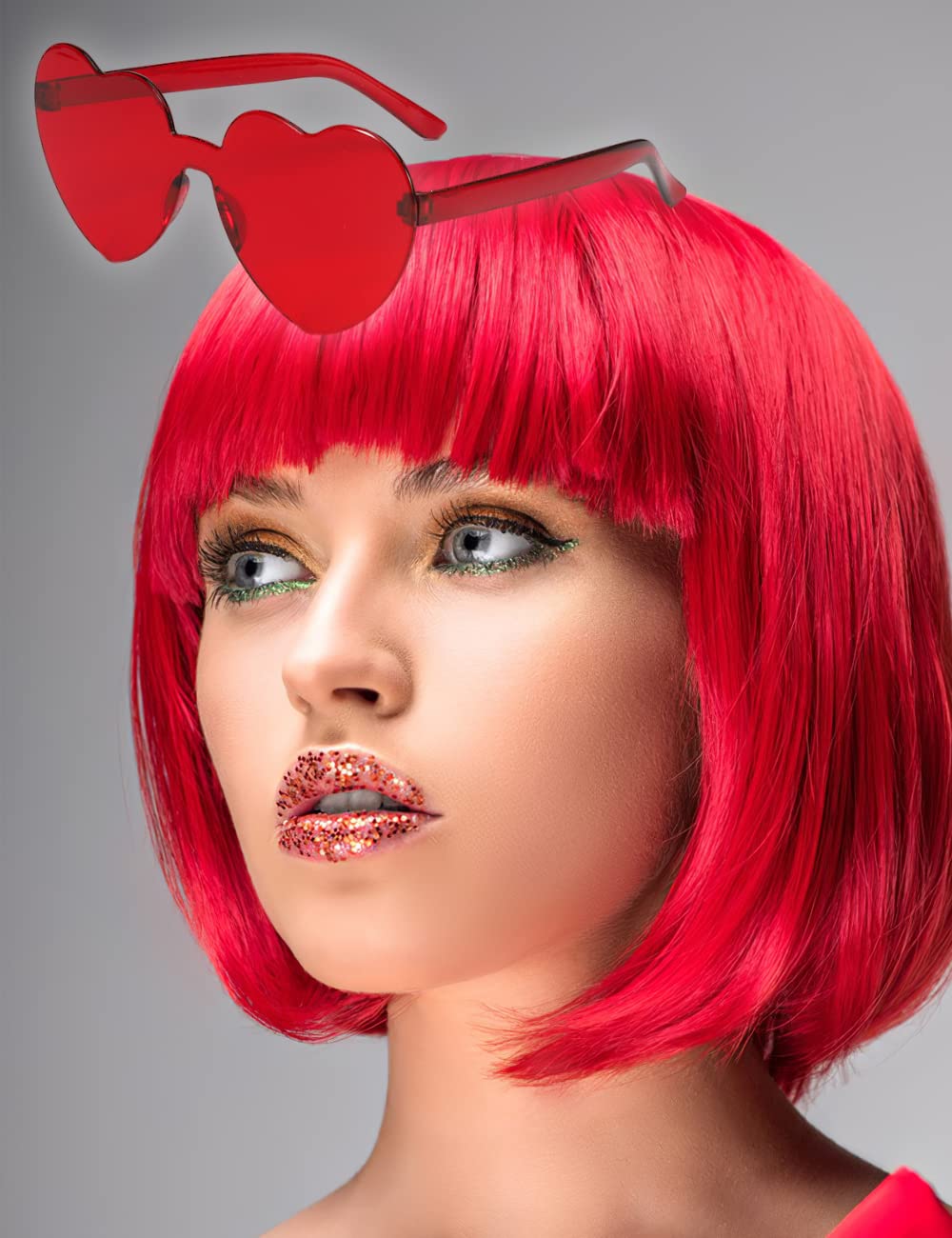 MIUSKATL front view red bob wig showing natural hairline and instant style