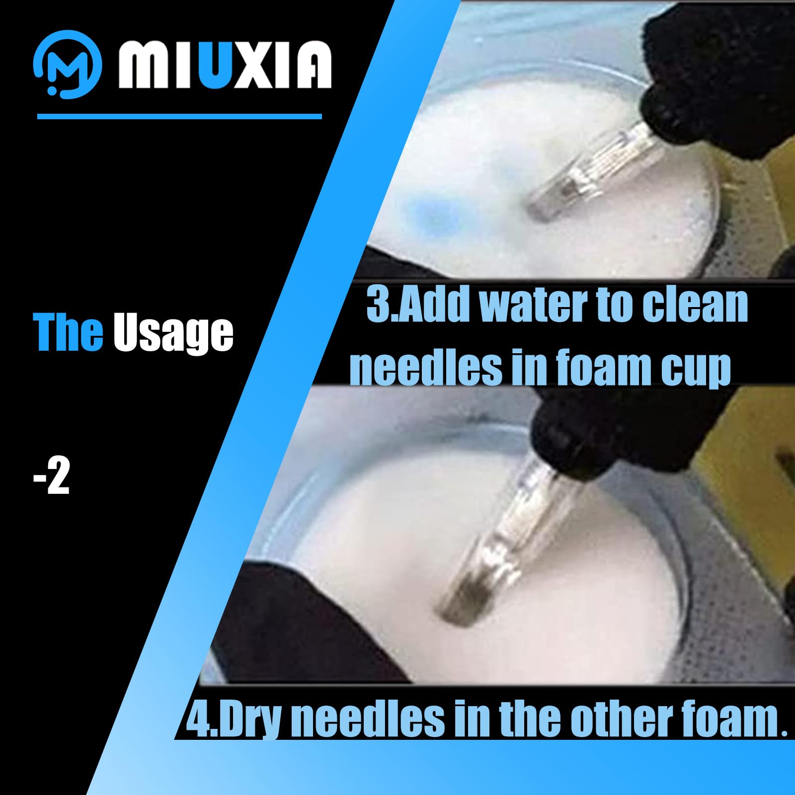 Miuxia cup next to a hand for scale showing compact studio-ready size