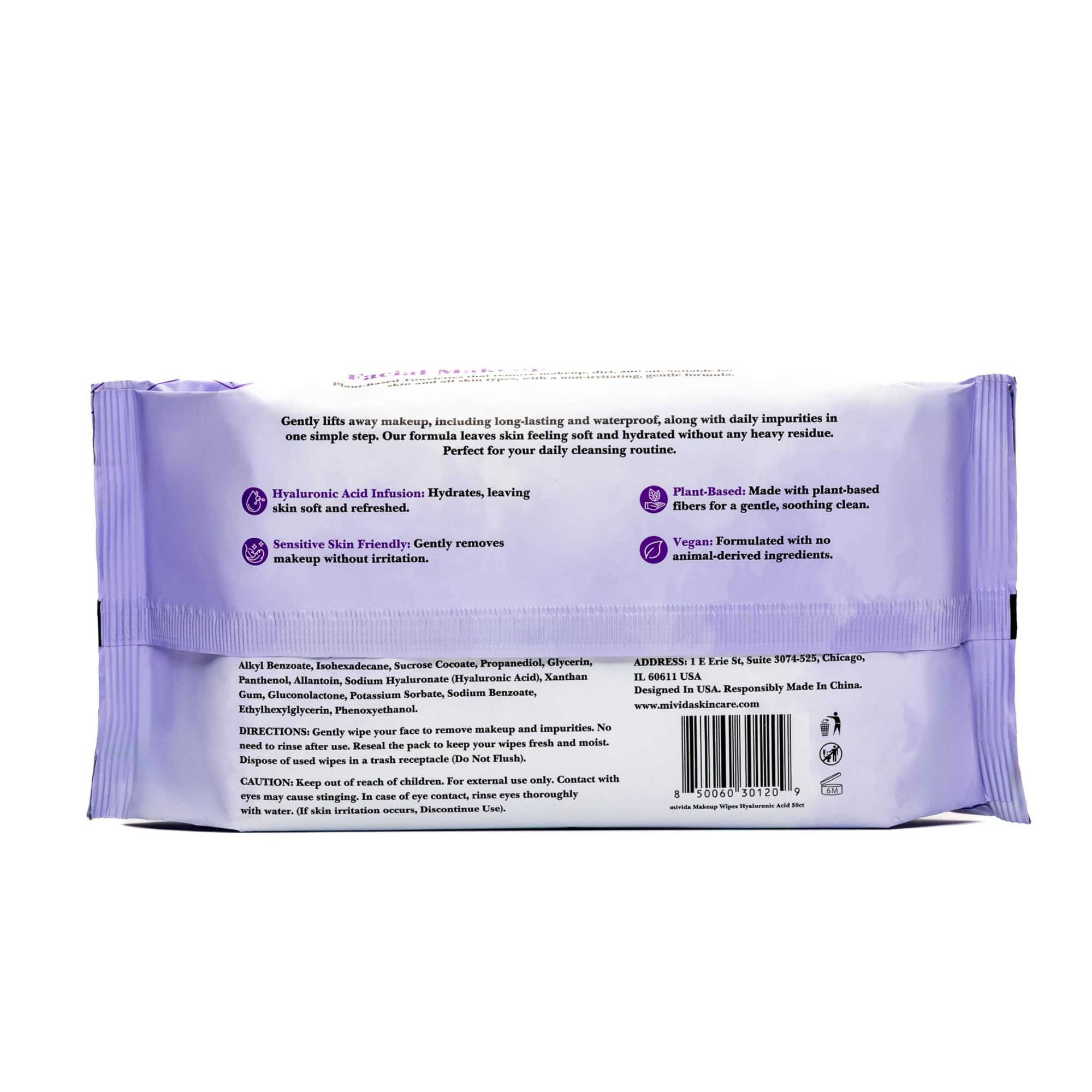 mivida plant-based fibers and disposal suggestion, signaling clean-beauty choice