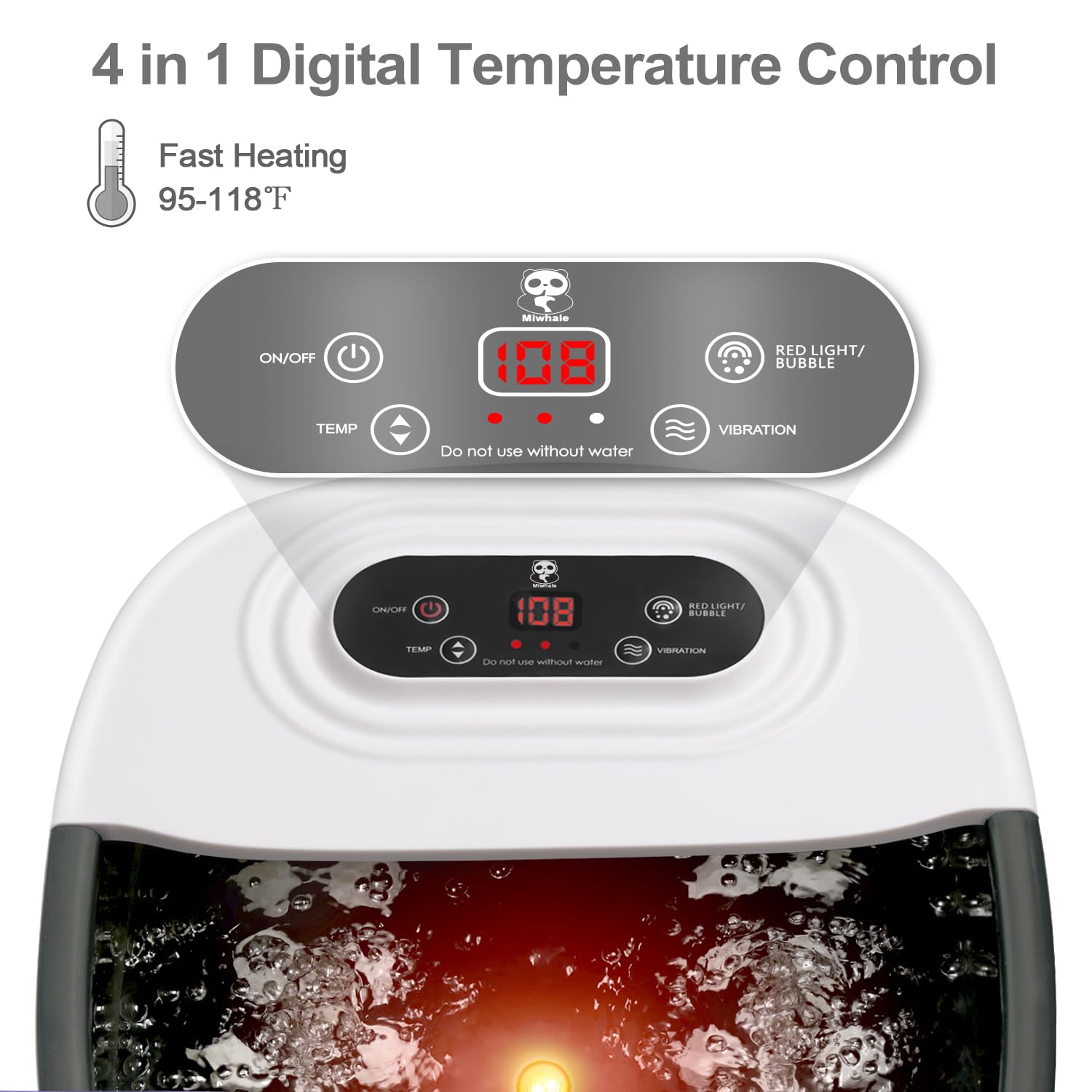 Miwhale control panel and temperature display for precise heat control