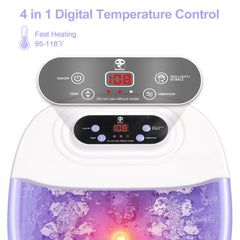 Miwhale foot spa control panel close-up for easy temperature and mode selection