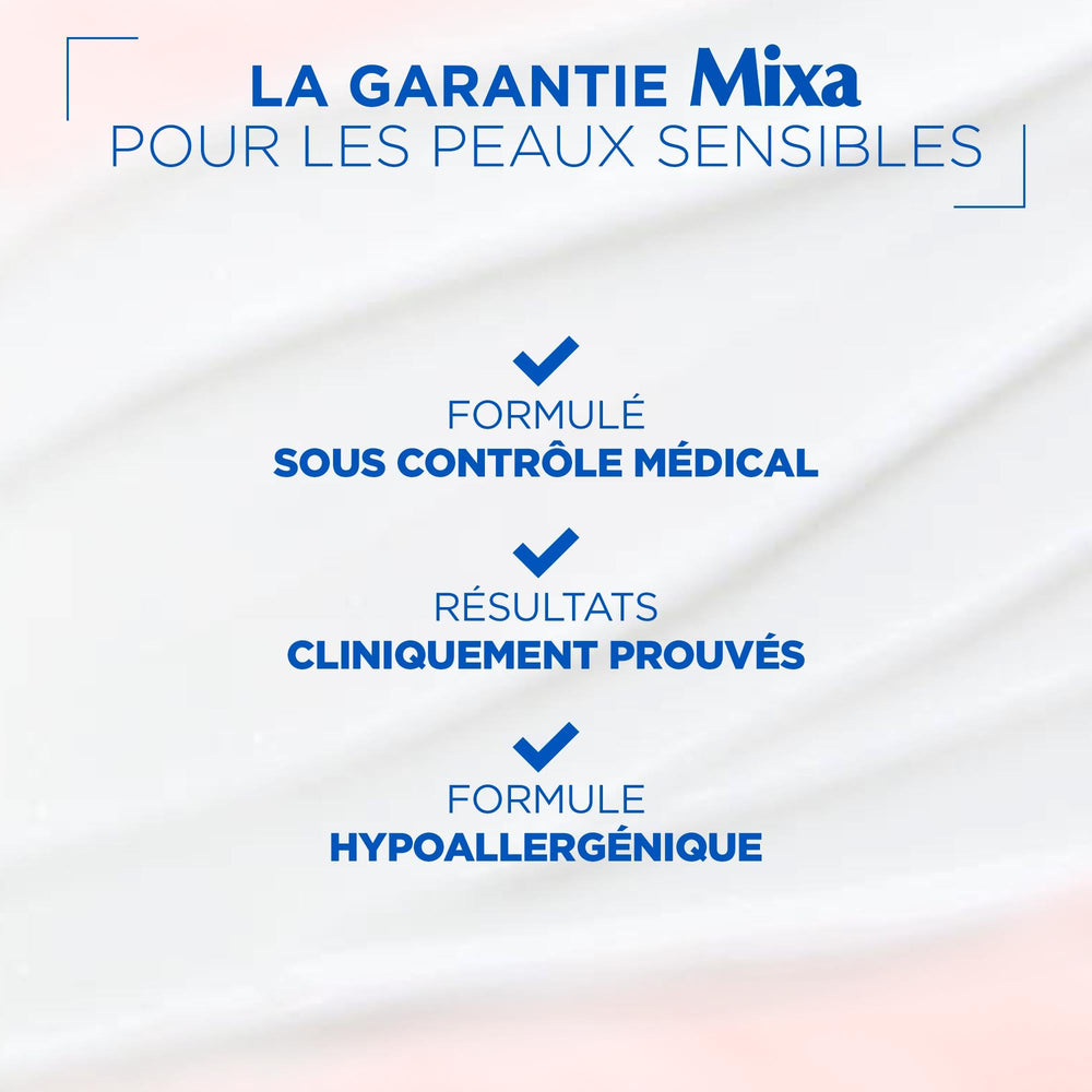 Mixa pot on bathroom shelf illustrating everyday sensitive-skin body care