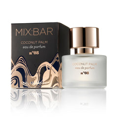 MIX:BAR front bottle view showing elegant coconut palm scent and wearable luxury