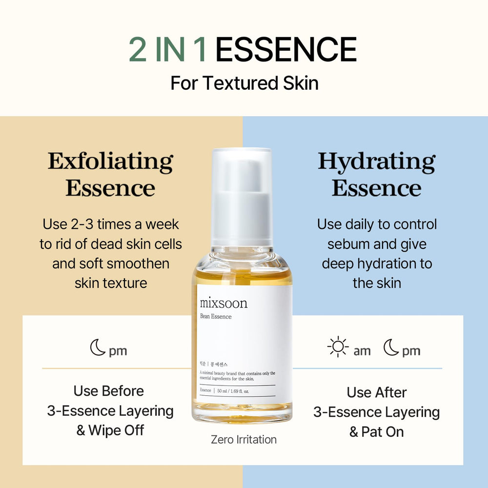 mixsoon Bean Essence with fermented ingredient display showing natural nourishment benefit