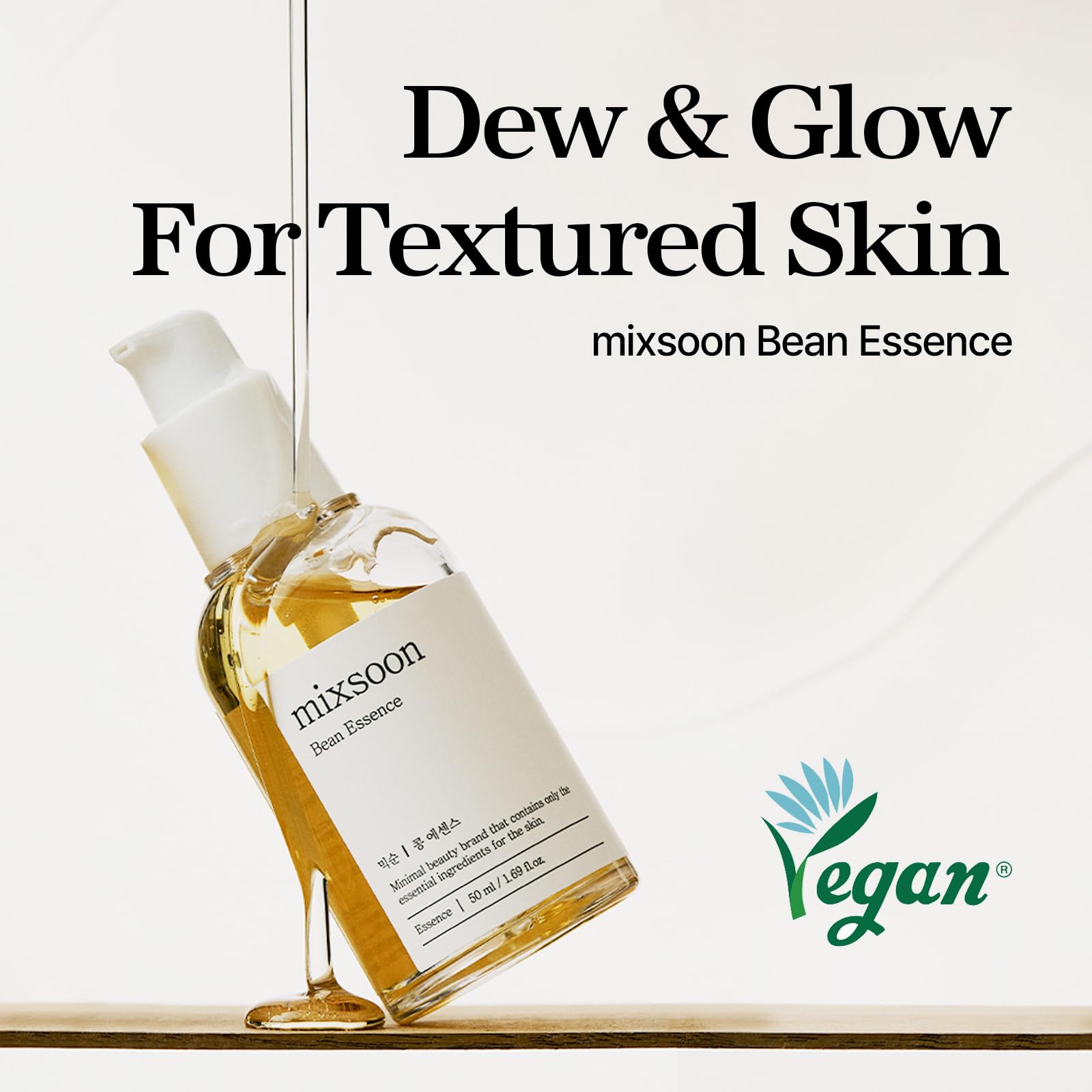 mixsoon Bean Essence texture close-up highlighting mucin-like glide for smoother skin