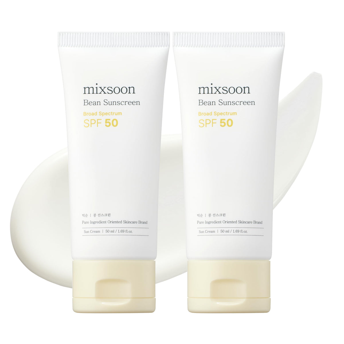 mixsoon front packaging showing bottle and SPF 50 benefit