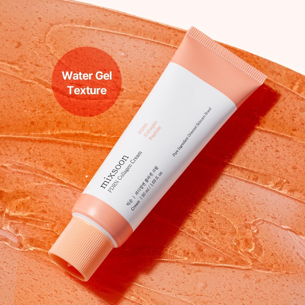 mixsoon ingredient layout with PDRN and collagen visuals to indicate peptide support
