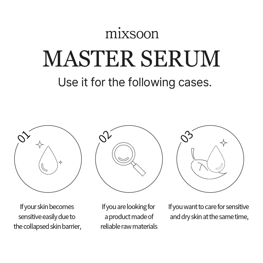 mixsoon master serum label detail showing ingredient list and clear directions for use