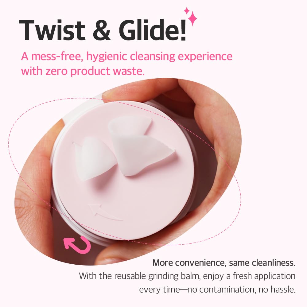 mixsoon balm melting on fingertip to demonstrate gentle, low-friction removal benefit