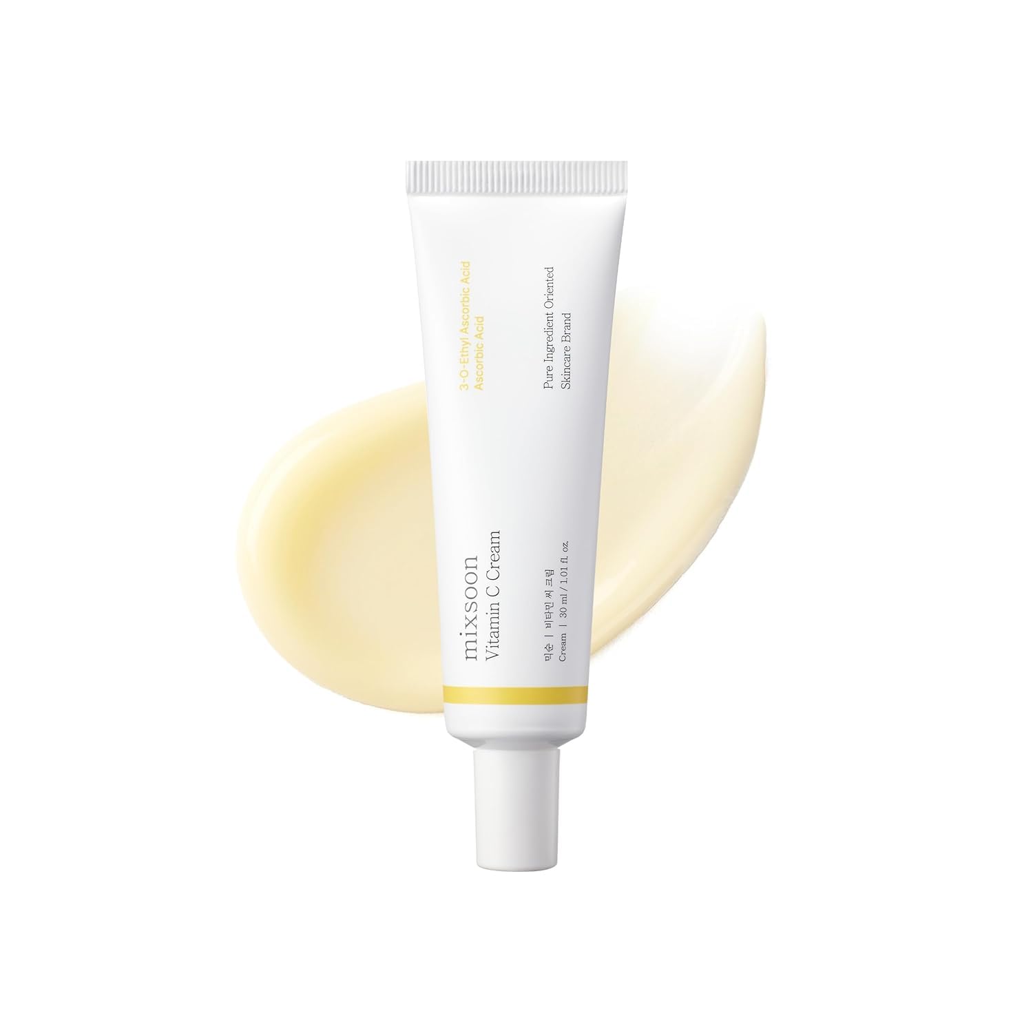 mixsoon vitamin c cream front packaging showing compact jar and clean design, conveys brightening benefit