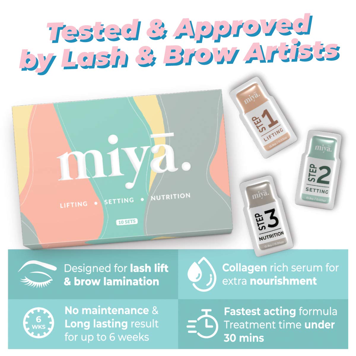 MIYA LASH application in salon demonstrating fast-action lifting and efficient service
