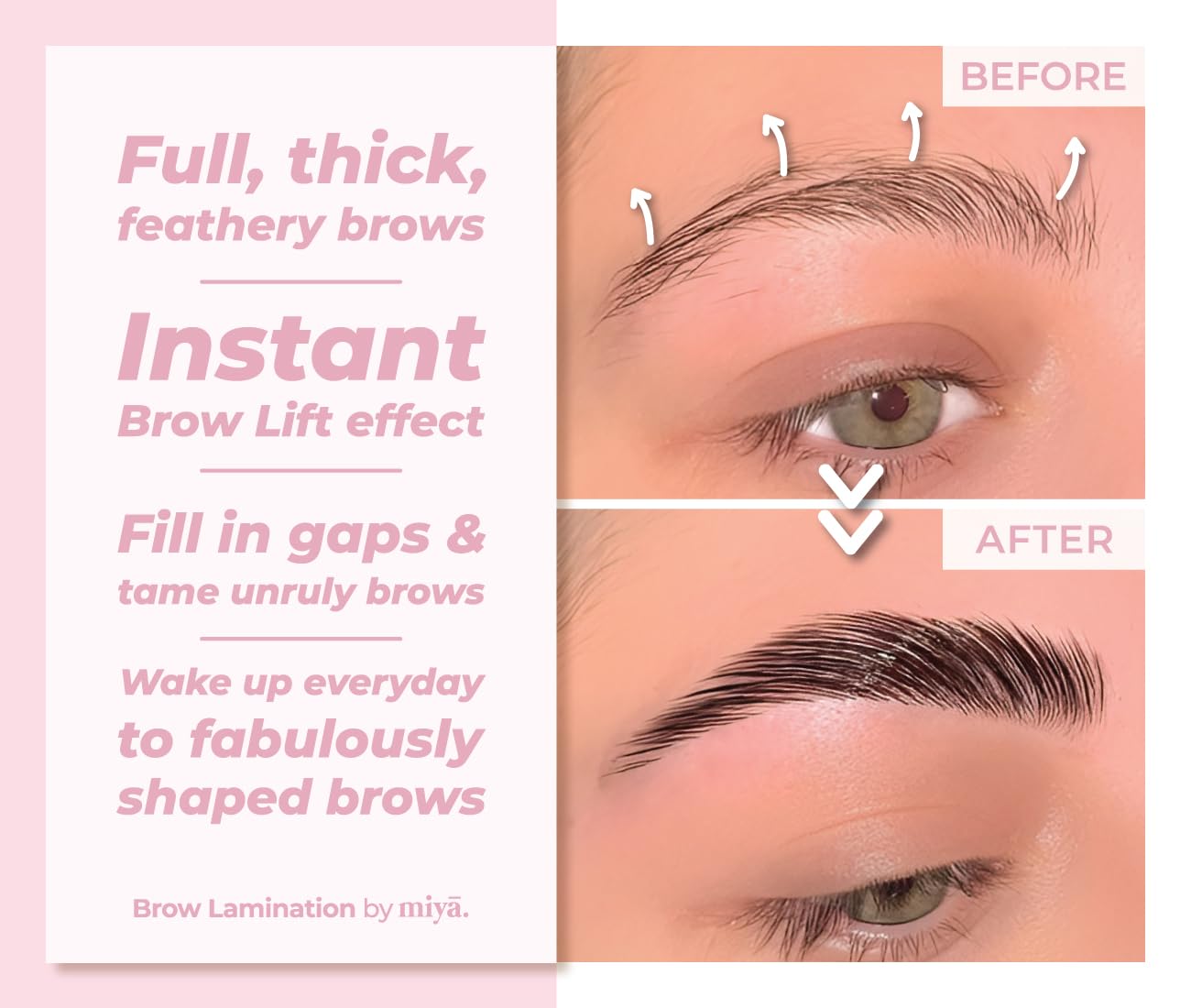 MIYA LASH serum bottle and sachet highlighting nourishing finish and shine restoration