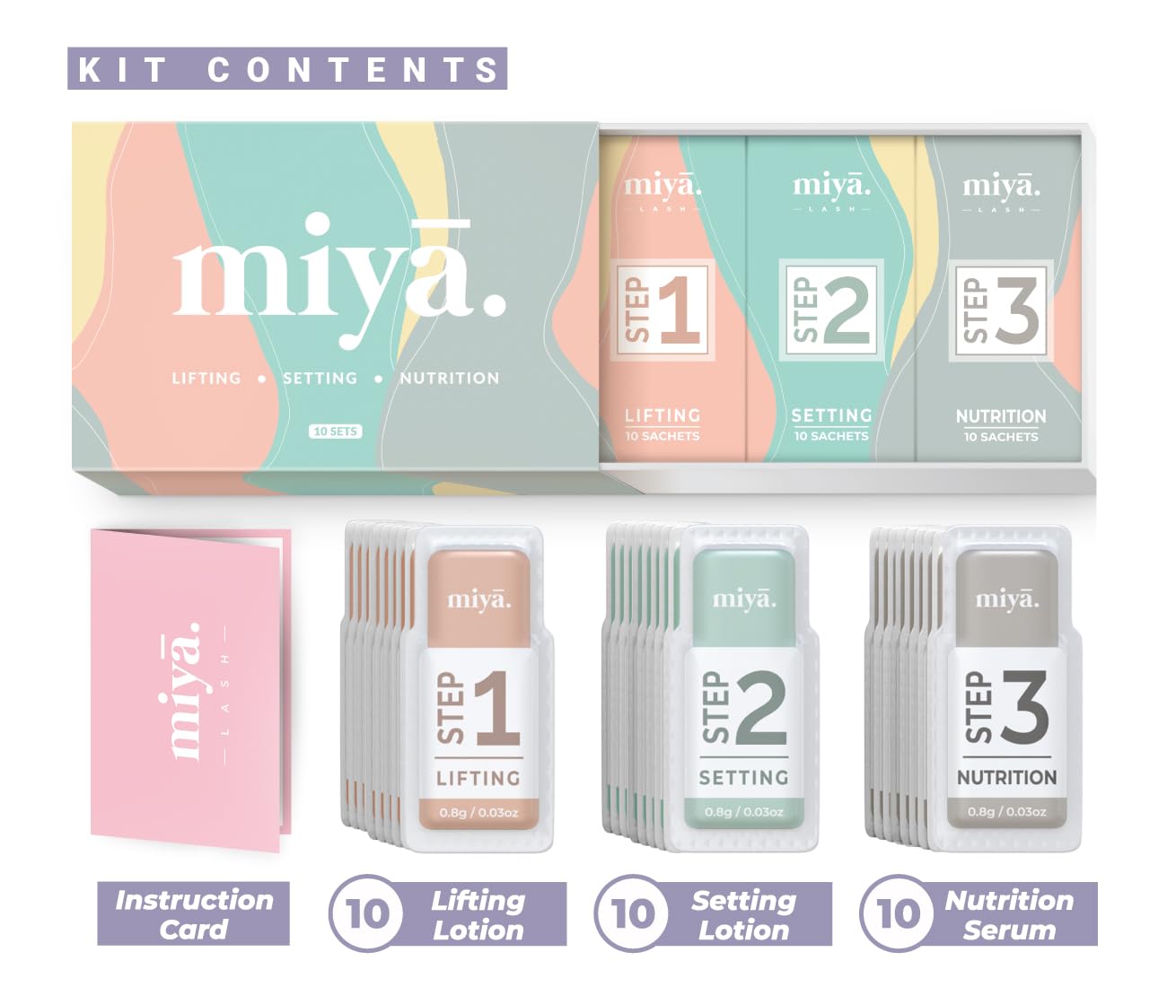 MIYA LASH single sachet closeup illustrating sterile single-use hygiene advantage