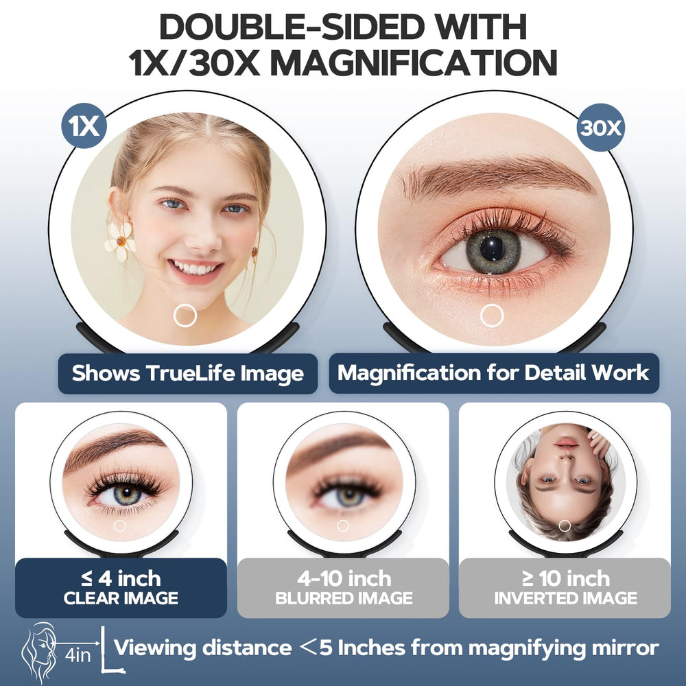 MIYADIVA close-up of 30X magnifier revealing precise detail for meticulous makeup