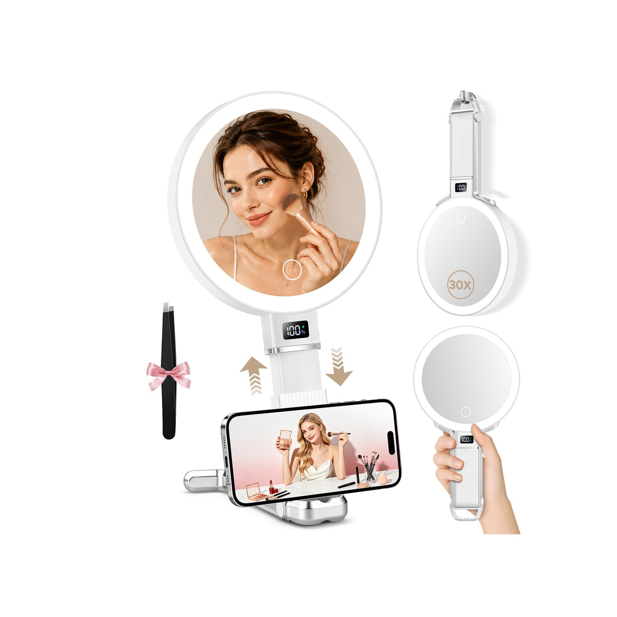 MIYADIVA front view showing compact travel mirror and clean design benefit