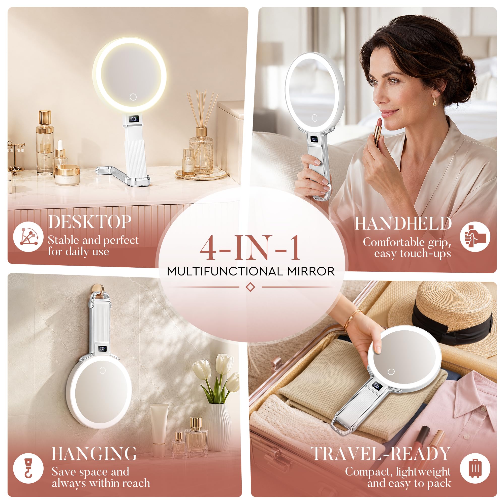 MIYADIVA mirror inside a handbag showing portability and easy packing benefit