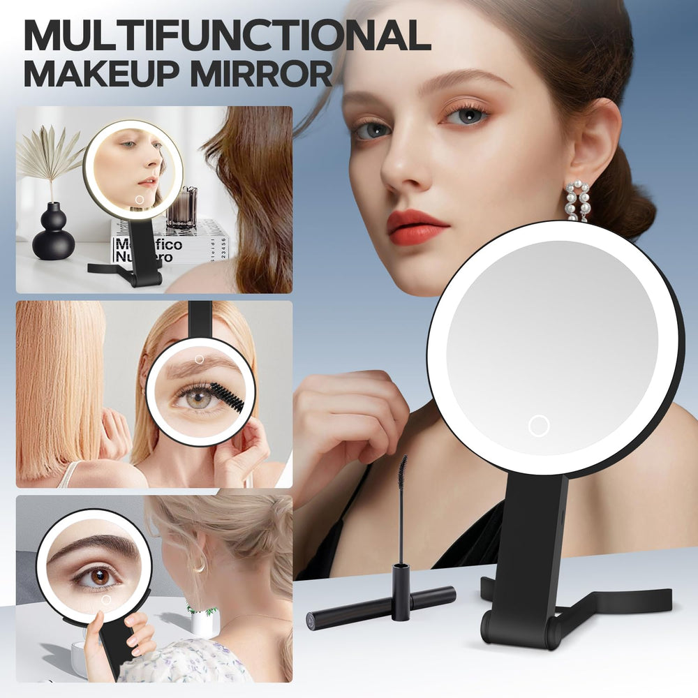 MIYADIVA handheld mirror in palm demonstrating portable use for travel convenience