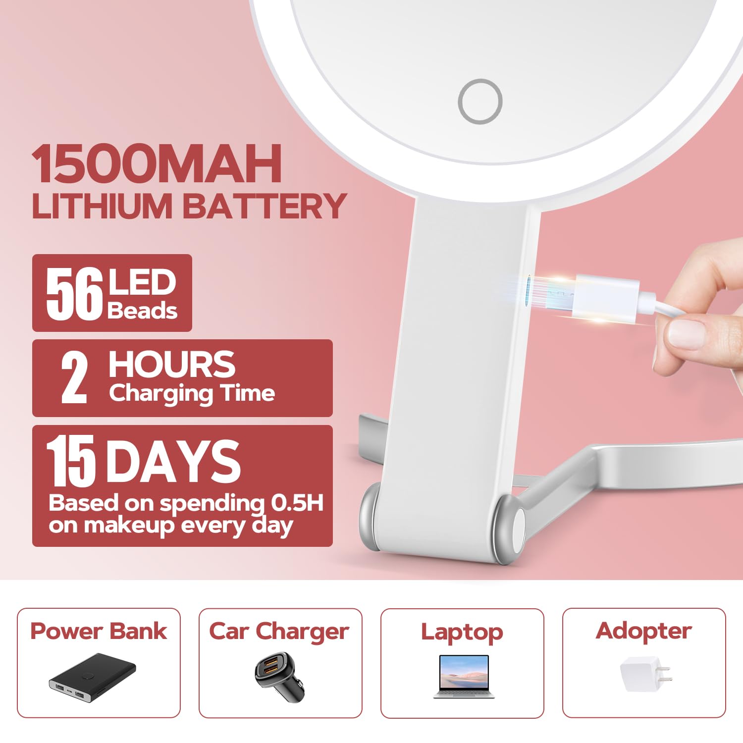 MIYADIVA LEDs lit in cool mode for true-color makeup application