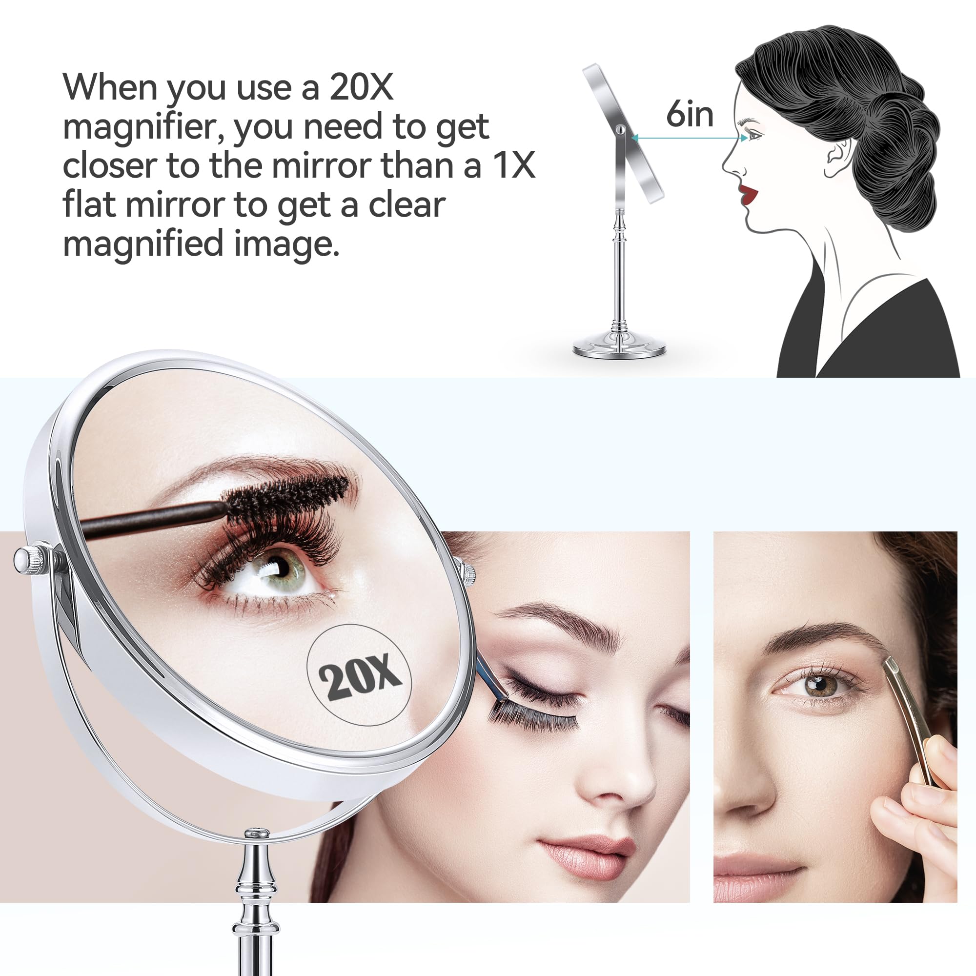 MIYADIVA mirror in use with model applying eyeliner for exact makeup control