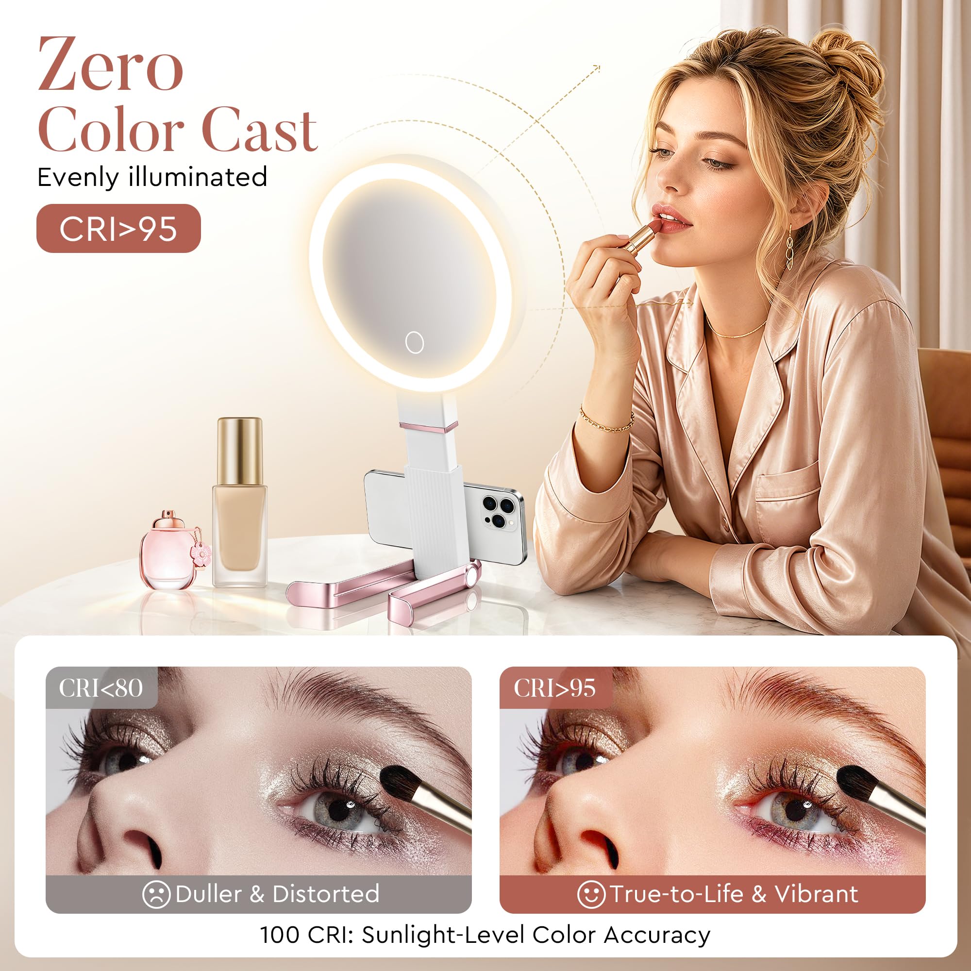 MIYADIVA on tabletop lighting a vanity with balanced CRI 95+ LEDs for true-color application