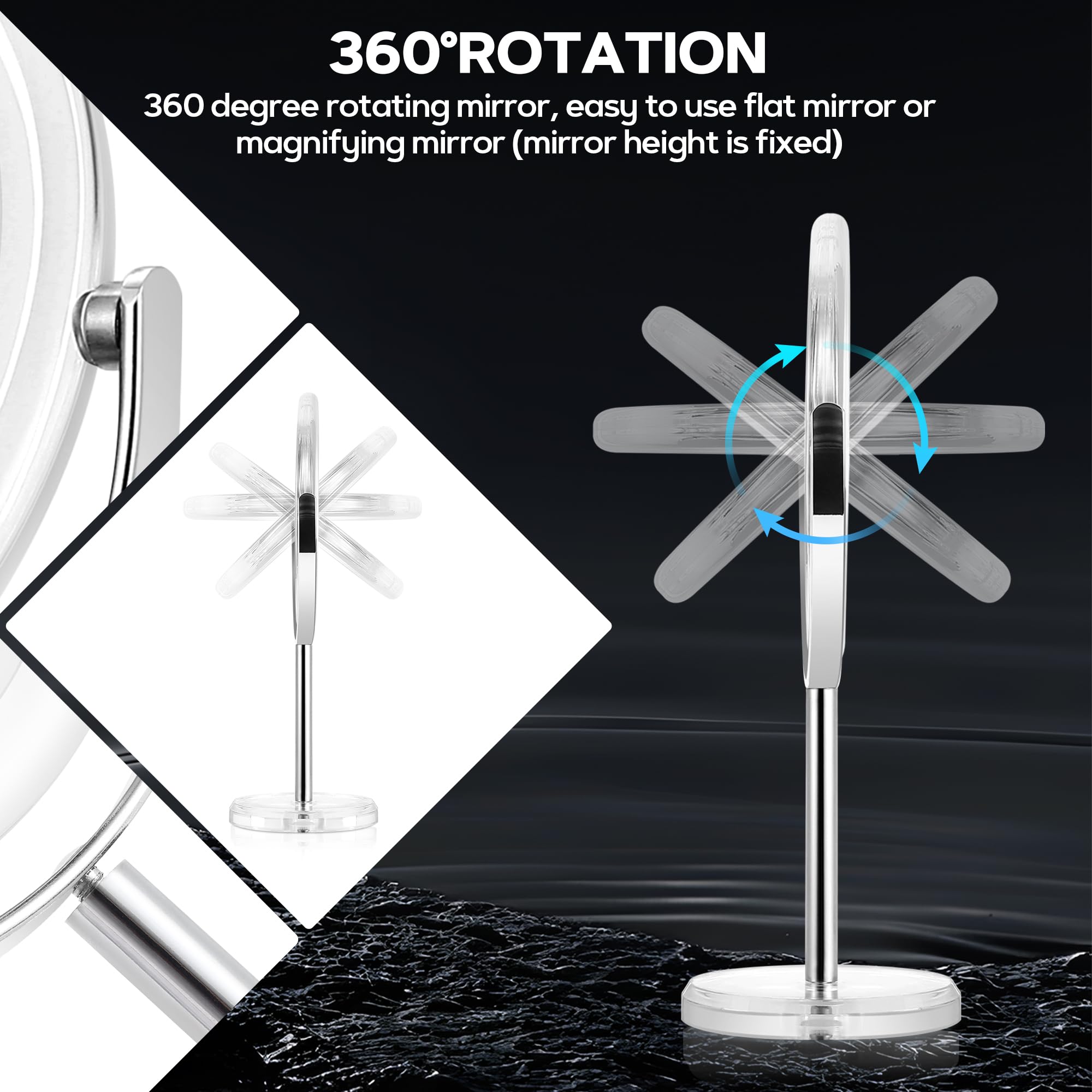 MIYADIVA side profile showing 360° rotation for easy angle adjustments