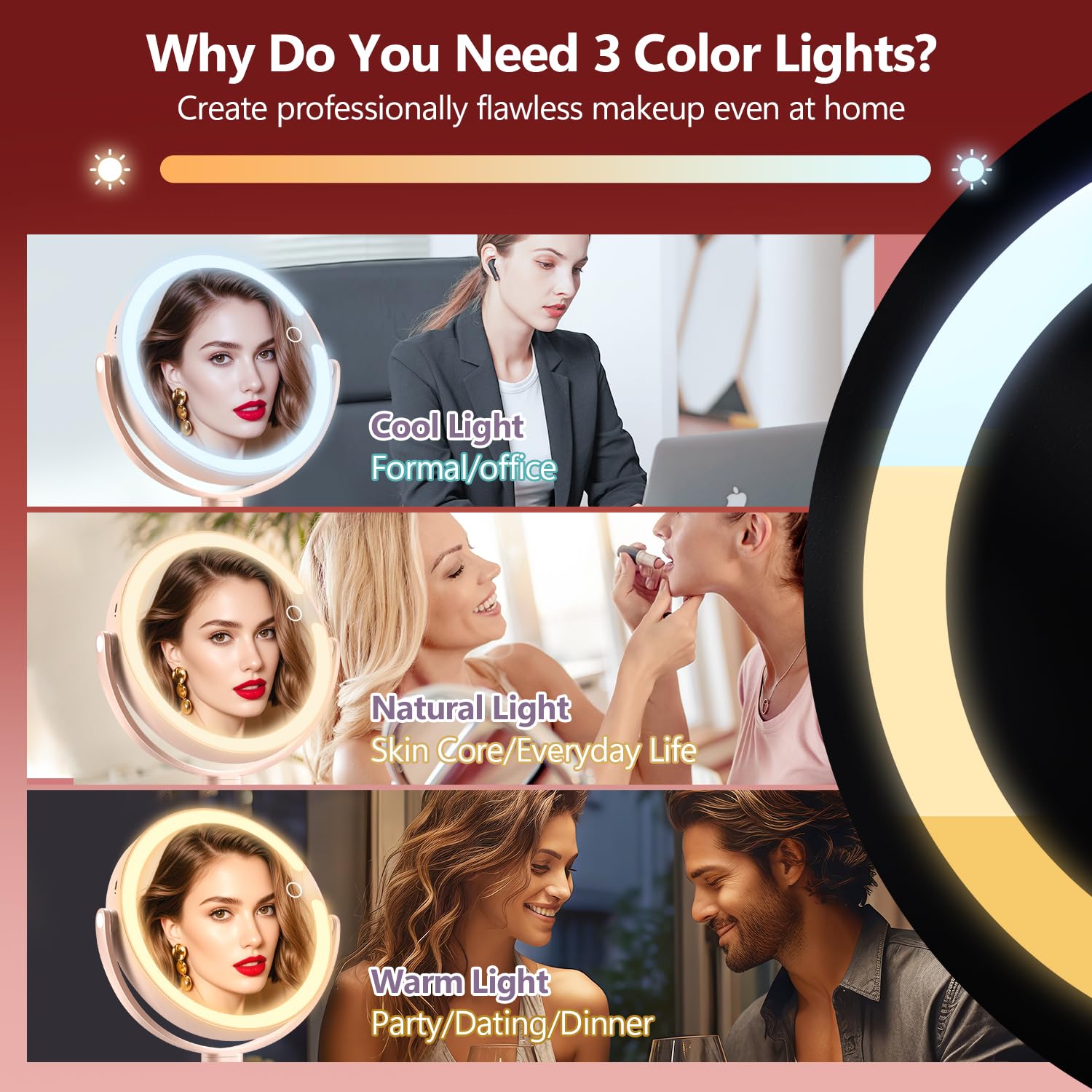 MIYADIVA touch switch close-up showing easy brightness and color control benefit