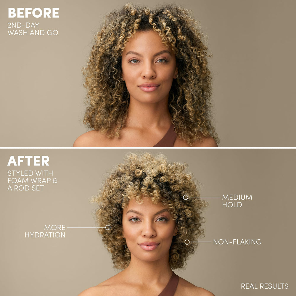 MIZANI applied on curly hair demonstrating defined, frizz-controlled curls