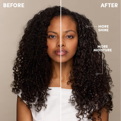 Mizani Coco Dew being spritzed on curly hair to ease styling