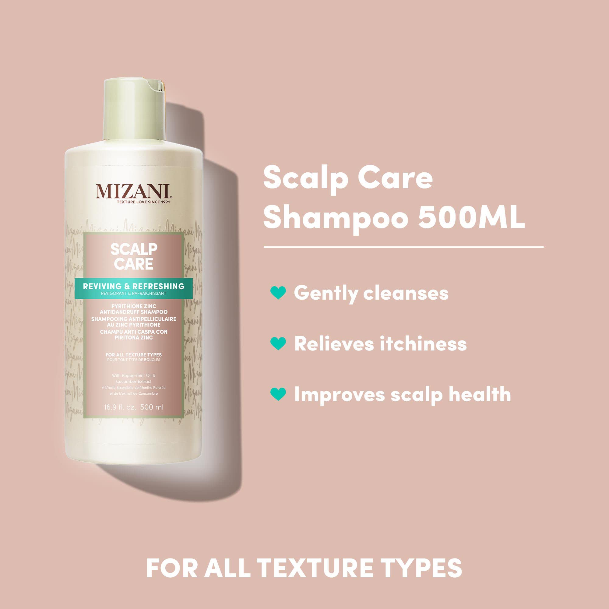 Mizani shampoo creating creamy lather to cleanse curls gently