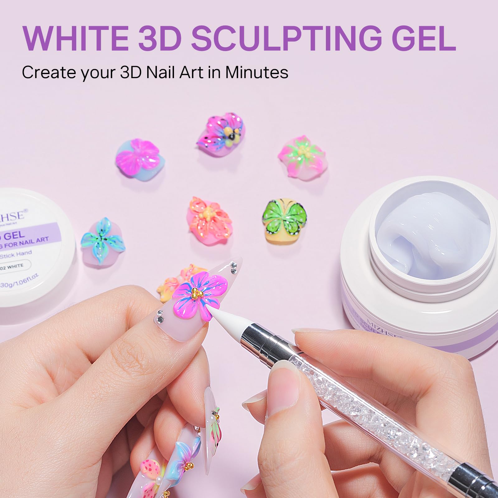 MIZHSE nine patting gel colors arranged to show palette variety for gradients