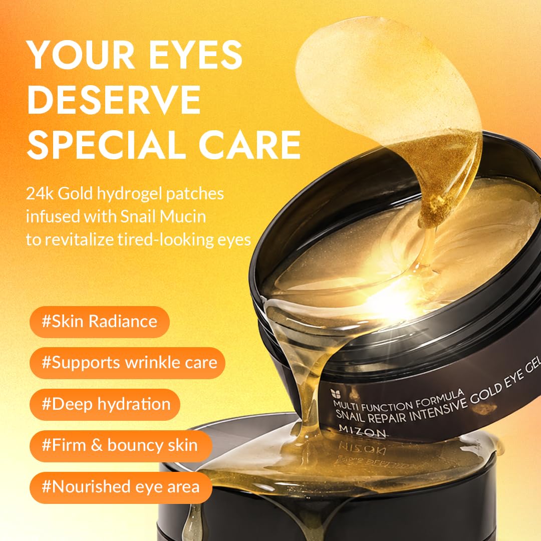 MIZON open jar with gold-infused essence highlighting nourishing formulation benefit
