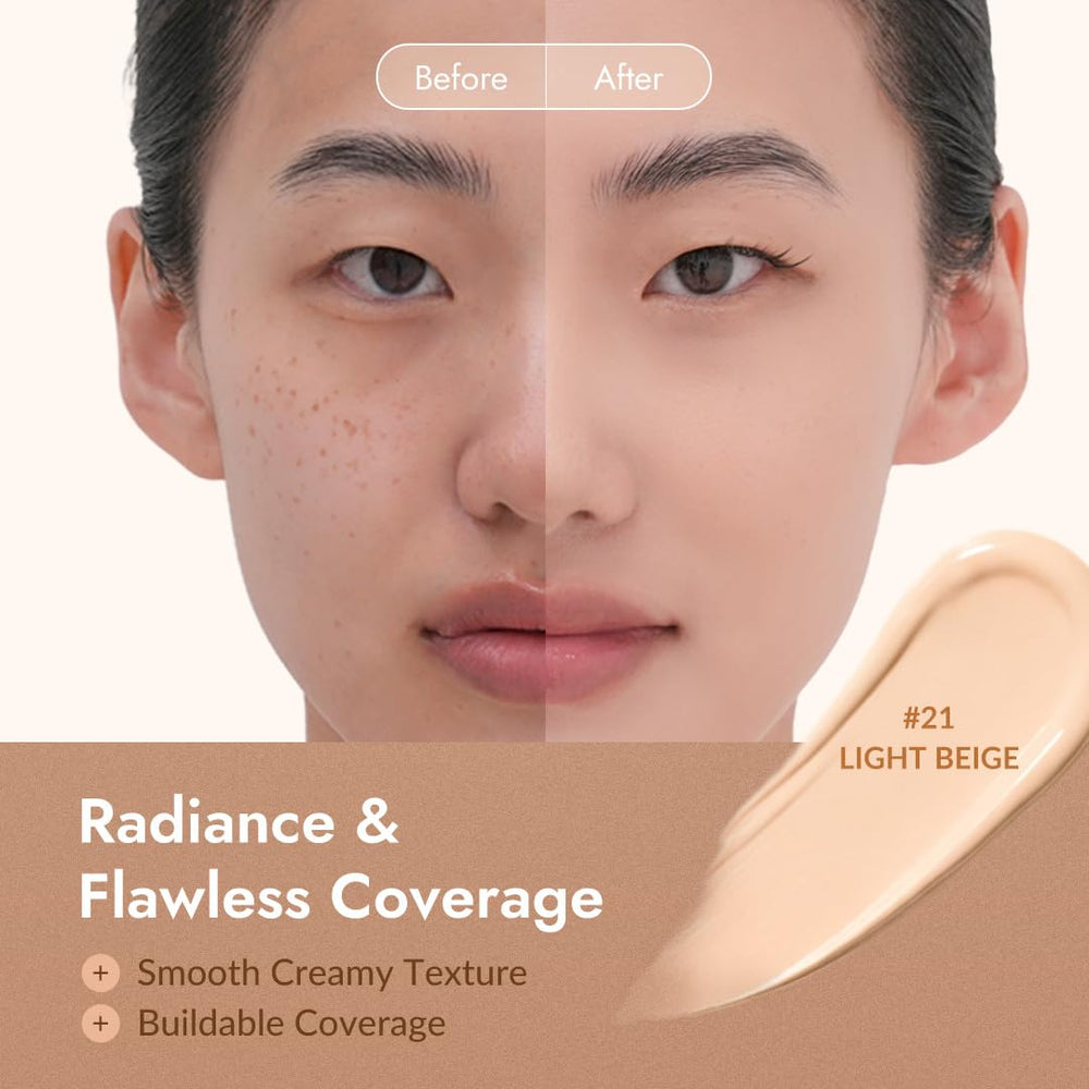 MIZON hand swatch showing shade #23 coverage and smooth blendability