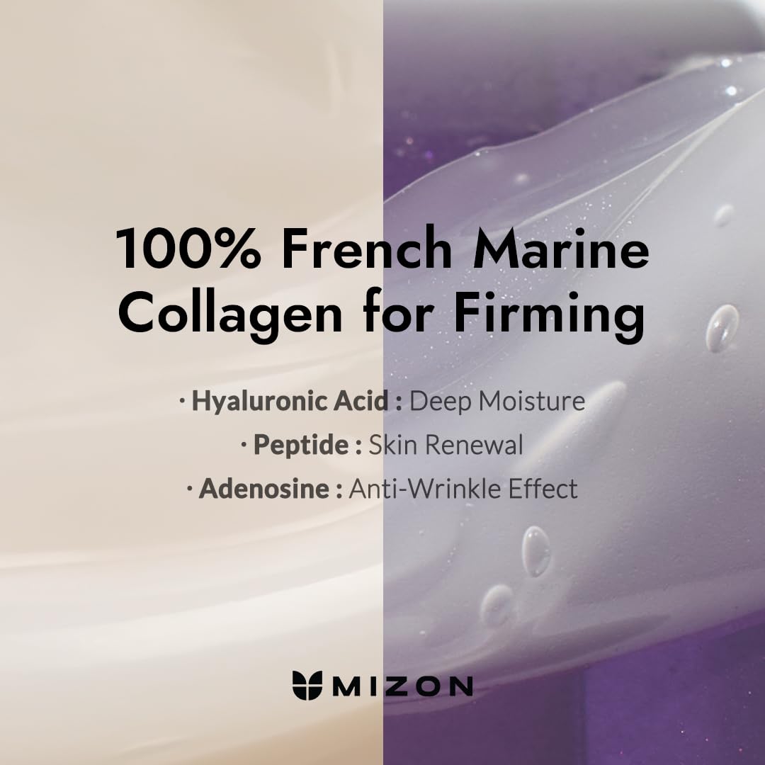 MIZON cream applied with fingertip around eye, demonstrates gentle patting benefit