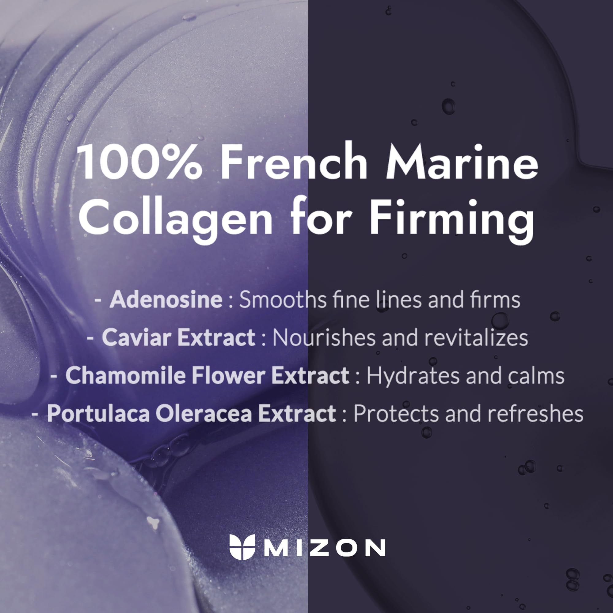 MIZON close-up hydrogel texture highlighting smooth adhesive benefit