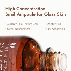 MIZON ampoule texture close-up showing lightweight serum, quick-absorbing benefit