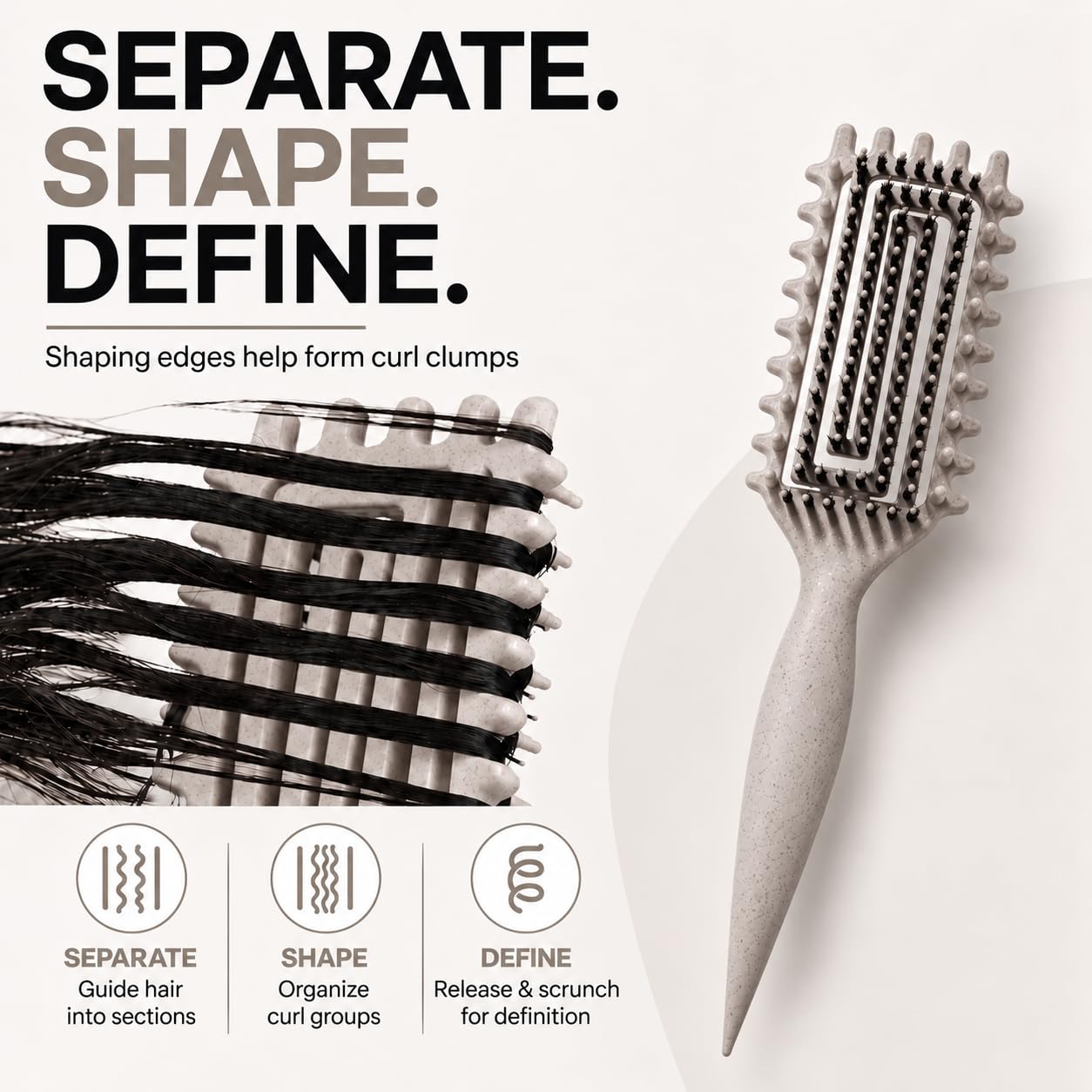 MMBVSZ Candybrush bristle layout close-up showing gentle detangling benefit