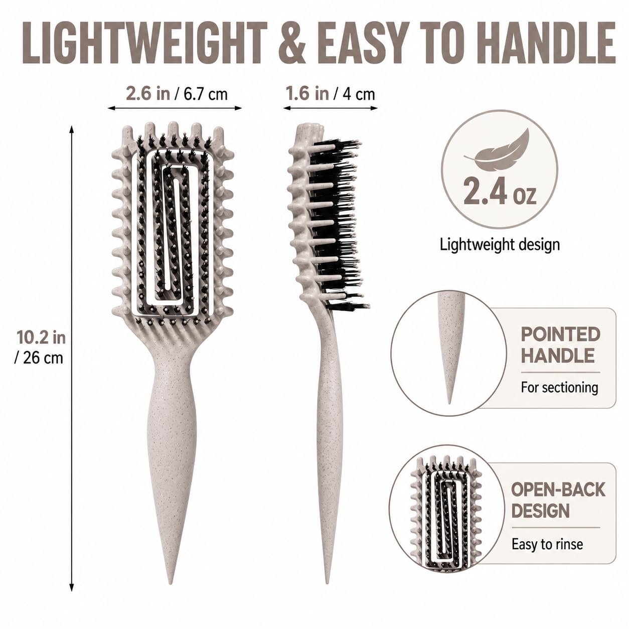 MMBVSZ Candybrush in wet hair demonstrating safe detangling on wet strands