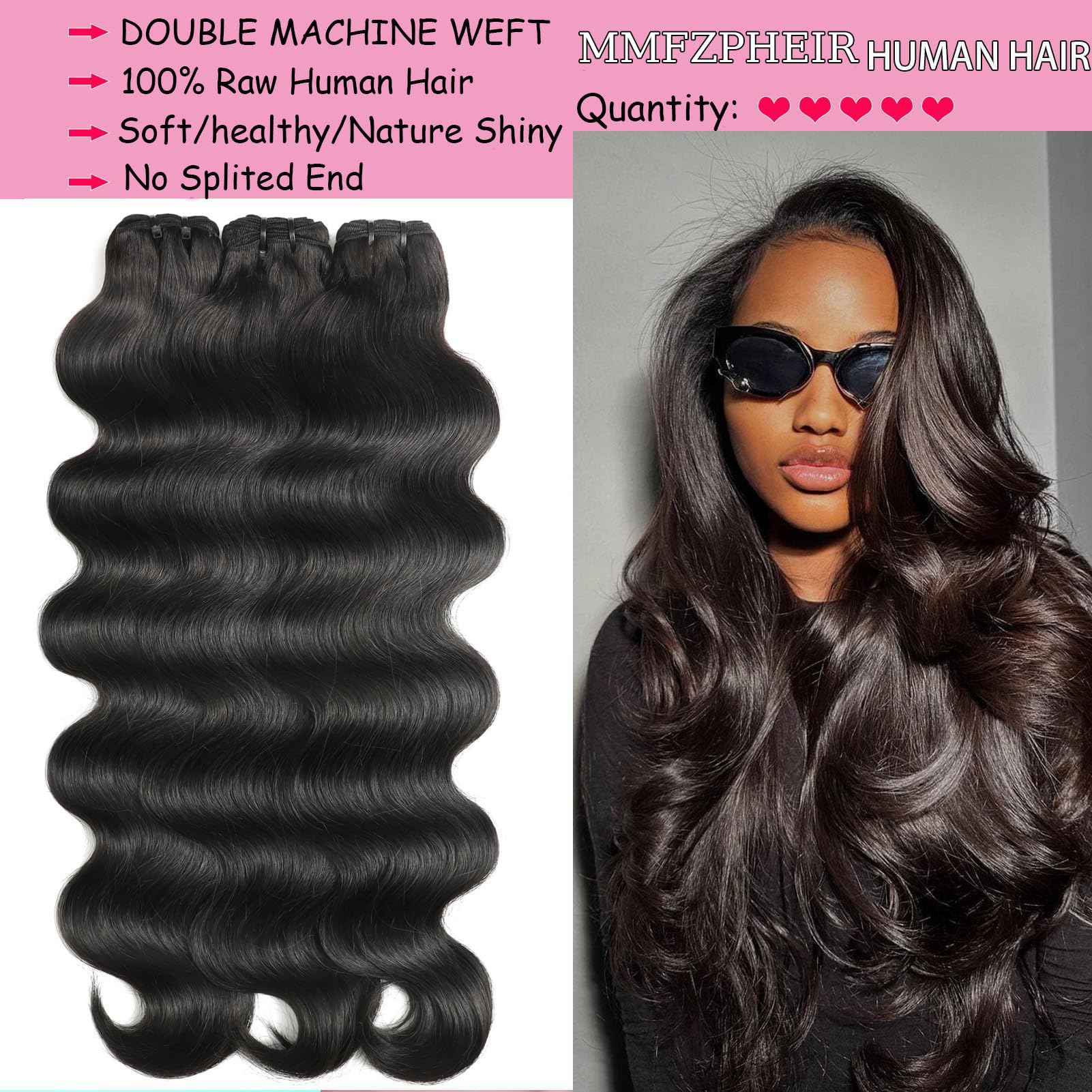 MMFZPHEIR body wave texture close-up showing soft bounce and shine