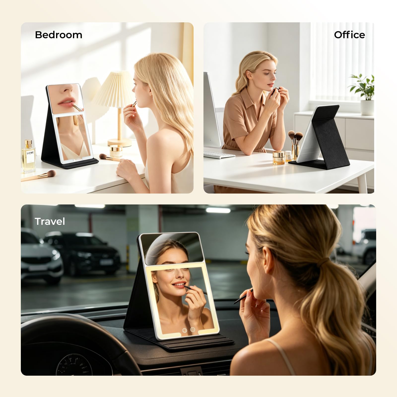 MMgzylh set as three-angle stand on desk for stable positioning