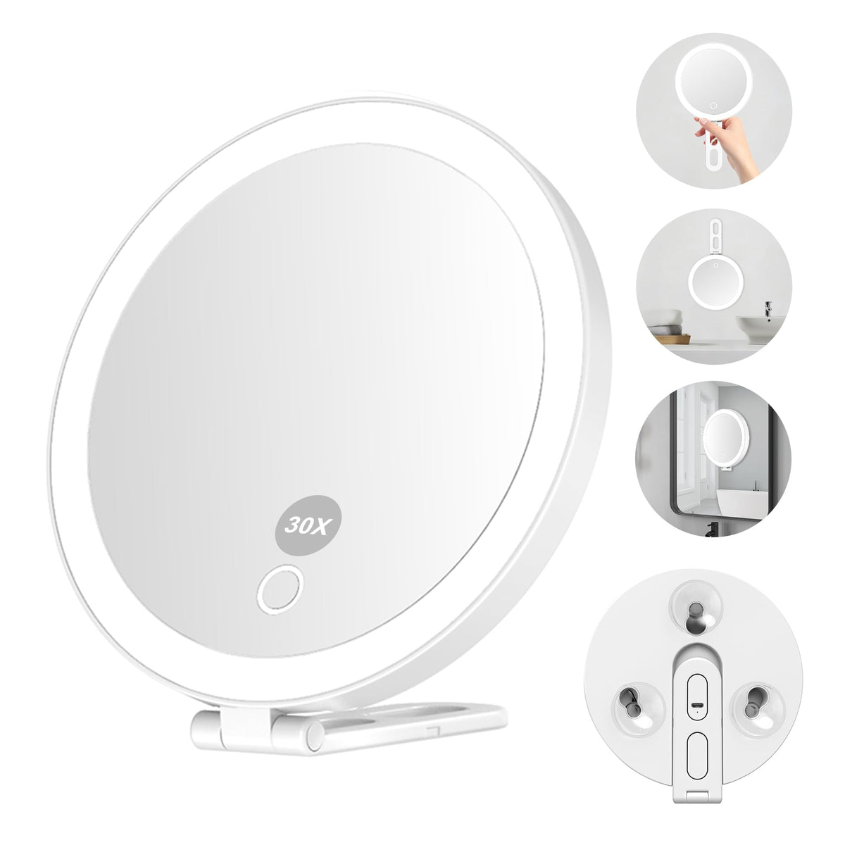 Mocado front view with light on showing even illumination and clear makeup visibility