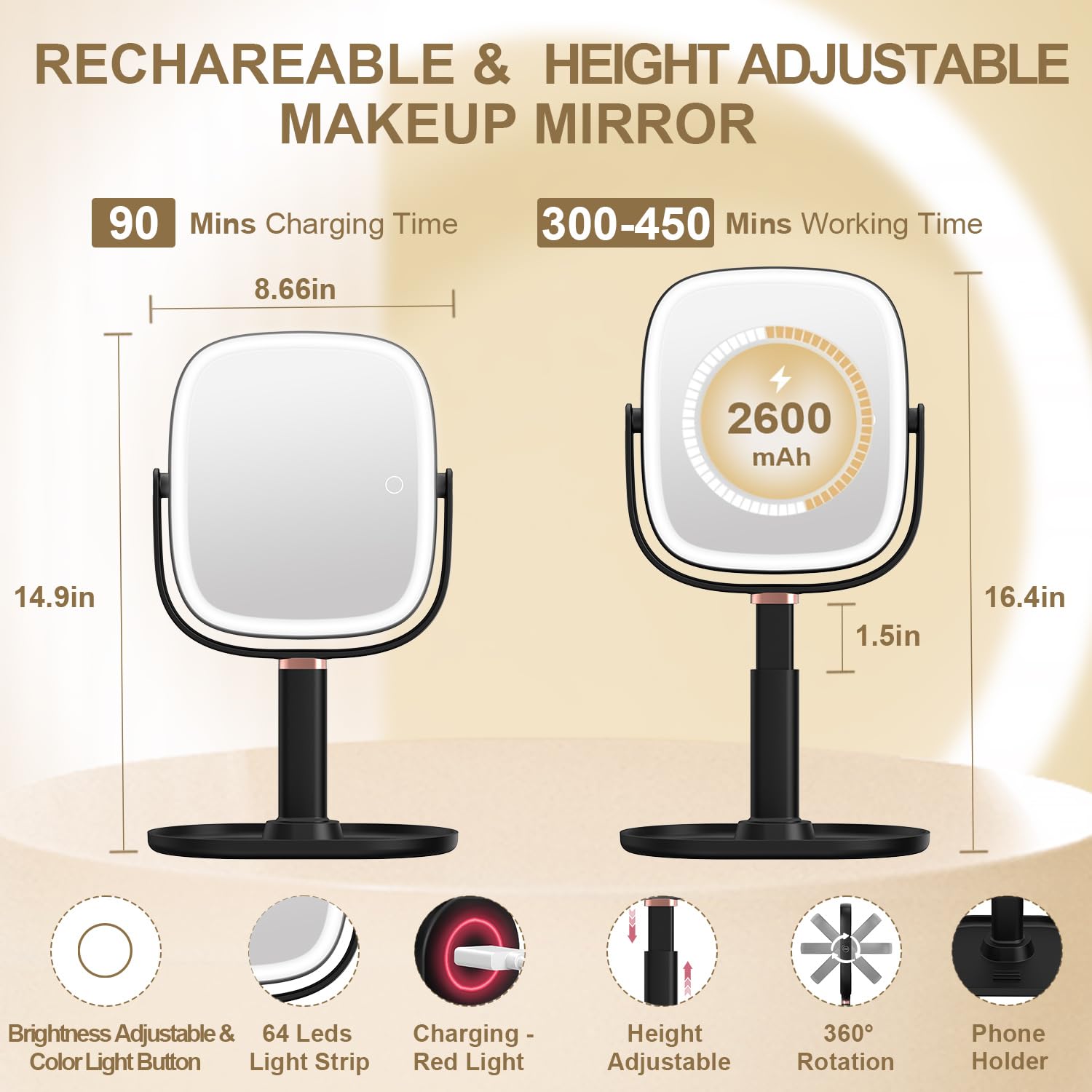 Mocado phone holder in vertical mode for following tutorials and hands-free makeup guidance