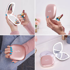 Mocado rose gold handheld mirror surface texture emphasizing premium finish and easy grip