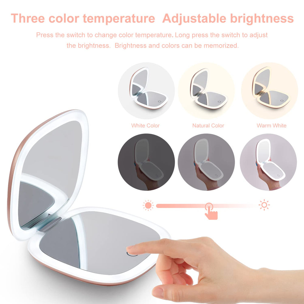 Mocado touch controls and LED ring lit in three colors showing adjustable brightness benefit