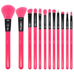 MODA full 12pc neon pink brush set displayed, bold look and complete tools