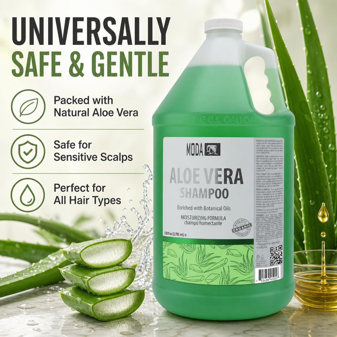 MODA 128 oz bottle beside common items to show scale benefit